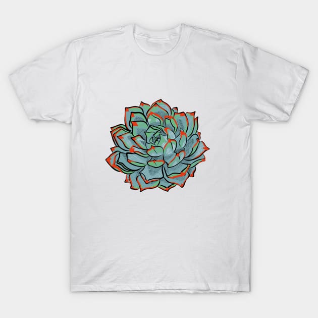 Botanical Nature Inspired Succulent Illustration T-Shirt by annaleebeer